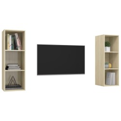 Meubles TV muraux 2 pcs Chêne sonoma Bois d'ingénierie 