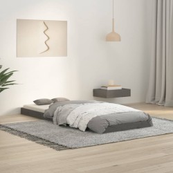 Cadre de lit sans matelas gris 75x190 cm bois de pin massif 