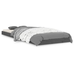 Cadre de lit sans matelas gris 75x190 cm bois de pin massif 