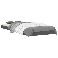 Cadre de lit sans matelas gris 75x190 cm bois de pin massif 