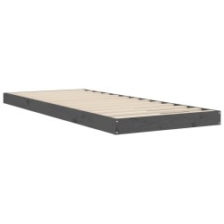 Cadre de lit sans matelas gris 75x190 cm bois de pin massif 