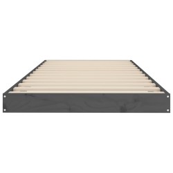 Cadre de lit sans matelas gris 75x190 cm bois de pin massif 