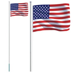 Drapeau des États-Unis et mât 6,23 m Aluminium 