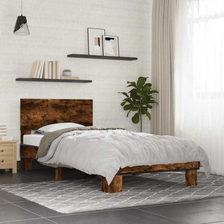 Cadre de lit sans matelas chêne fumé 90x190 cm 