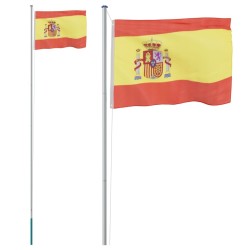 Drapeau de l'Espagne et mât 6,23 m Aluminium 