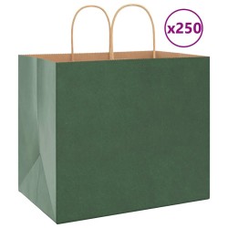 Sacs en papier 250 pcs avec poignées vert 32x22x28 cm 