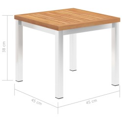 Table d'appoint de jardin 45x45x38 cm Bois de teck et inox 