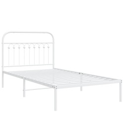 Cadre de lit métal sans matelas et tête de lit blanc 100x200 cm 