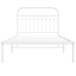 Cadre de lit métal sans matelas et tête de lit blanc 100x200 cm 