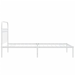 Cadre de lit métal sans matelas et tête de lit blanc 100x200 cm 