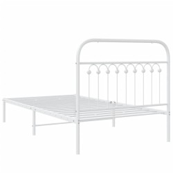 Cadre de lit métal sans matelas et tête de lit blanc 100x200 cm 