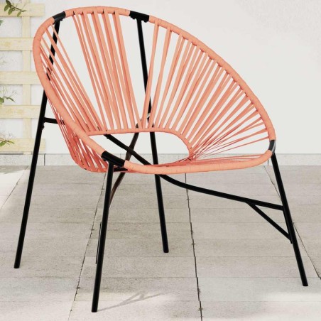 Chaise œuf de jardin noir et orange résine tressée 