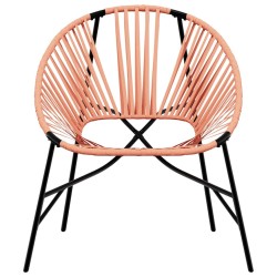 Chaise œuf de jardin noir et orange résine tressée 