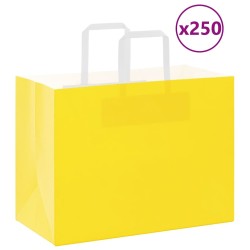 Sacs en papier 250 pcs avec poignées jaune 32x17x25 cm 