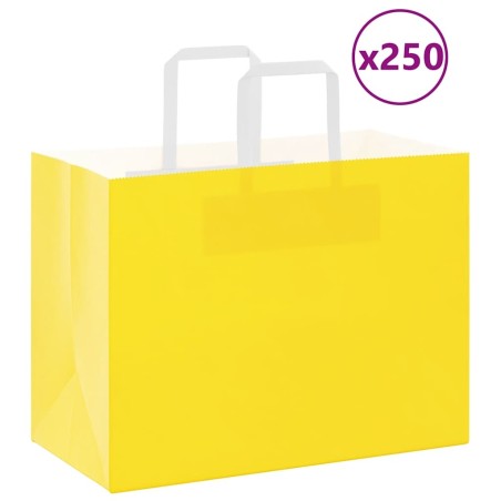 Sacs en papier 250 pcs avec poignées jaune 32x17x25 cm 