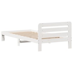 Cadre de lit sans matelas blanc 100x200 cm bois de pin massif 