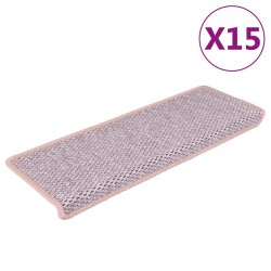 Tapis d'escalier autocollants aspect sisal 15 pcs rose 