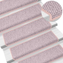 Tapis d'escalier autocollants aspect sisal 15 pcs rose 