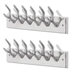 Crochets à vêtements de garde-robe 2 pcs Argenté Aluminium 