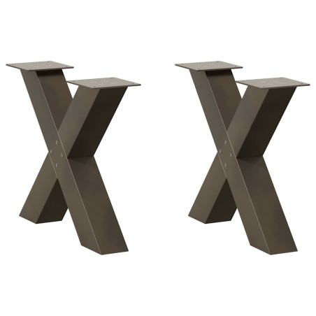 Pieds de table basse en forme de X, 2 pièces, acier naturel, 60 x (42-43) cm 