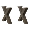Pieds de table basse en forme de X, 2 pièces, acier naturel, 60 x (42-43) cm 