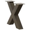 Pieds de table basse en forme de X, 2 pièces, acier naturel, 60 x (42-43) cm 