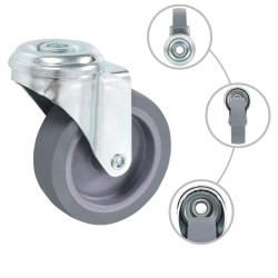 12 pcs Roulettes pivotantes à trou de boulon 75 mm 