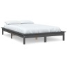 Cadre de lit sans matelas gris bois massif 