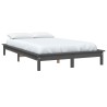 Cadre de lit sans matelas gris bois massif 