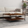 Table basse chêne fumé 100x100x40 cm bois d'ingénierie 