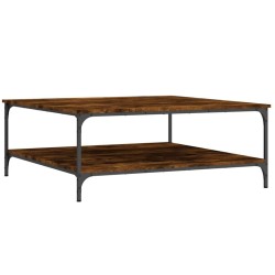 Table basse chêne fumé 100x100x40 cm bois d'ingénierie 