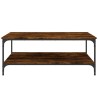 Table basse chêne fumé 100x100x40 cm bois d'ingénierie 