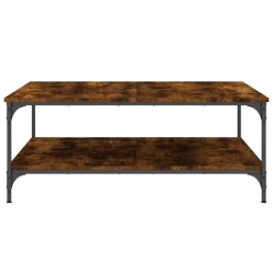 Table basse chêne fumé 100x100x40 cm bois d'ingénierie 