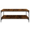 Table basse chêne fumé 100x100x40 cm bois d'ingénierie 