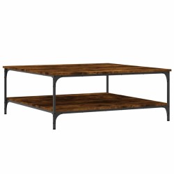 Table basse chêne fumé 100x100x40 cm bois d'ingénierie 