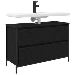 Meuble de salle de bain lavabo tiroirs chêne noir 90x34,5x60 cm 