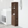 Armoire de salle de bain étroite avec roulettes chêne marron 