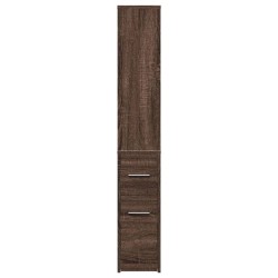 Armoire de salle de bain étroite avec roulettes chêne marron 