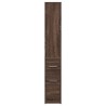 Armoire de salle de bain étroite avec roulettes chêne marron 
