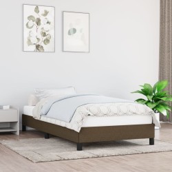 Cadre de lit sans matelas marron foncé 80x200 cm tissu 