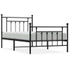 Cadre de lit métal sans matelas avec pied de lit noir 100x190cm 