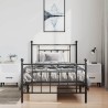 Cadre de lit métal sans matelas avec pied de lit noir 100x190cm 