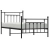 Cadre de lit métal sans matelas avec pied de lit noir 100x190cm 