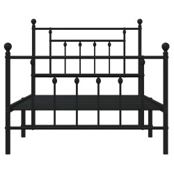 Cadre de lit métal sans matelas avec pied de lit noir 100x190cm 