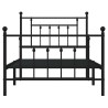 Cadre de lit métal sans matelas avec pied de lit noir 100x190cm 