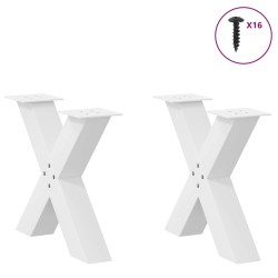 Pieds de table basse en forme de X, 2 pièces, blanc, 60 x (42-43) cm, acier 