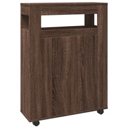 Meuble étroit de salle de bain à roulettes chêne marron 