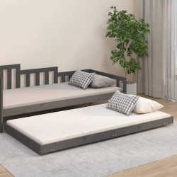 Cadre de lit sans matelas gris 90x200 cm bois de pin massif 