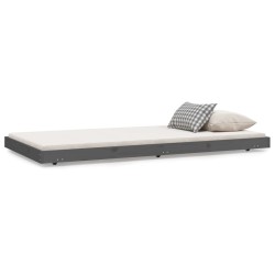 Cadre de lit sans matelas gris 90x200 cm bois de pin massif 
