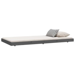 Cadre de lit sans matelas gris 90x200 cm bois de pin massif 